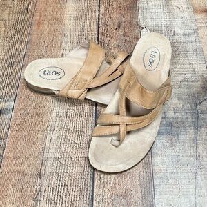 Taos Womens‎ Perfect Leather Loop Toe Sandals Adjustable Hook Loop Size 11